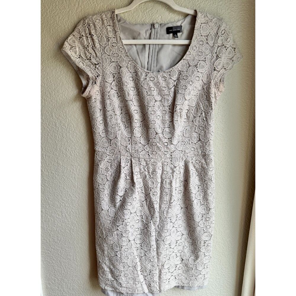The Limited Gray Lace Sheath Dress Size 6 Cap Sleeve 2014 Cocktail Lined